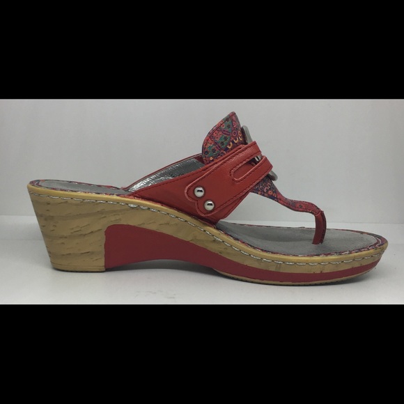 ALEGRIA RED THONG Women's Wedge SANDALS Sz 39 US 9 - Picture 3 of 8